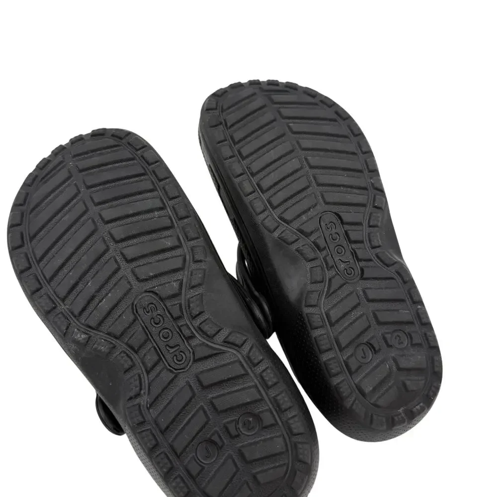 Crocs Kids Youth Black Classic Faux Fur Lined Clogs Shoes Size Junior 2